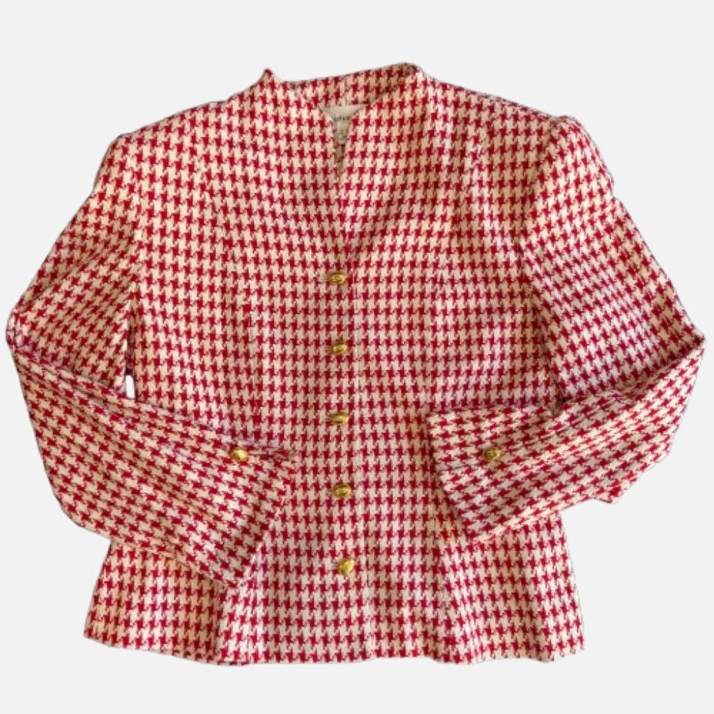 Vintage Christian Dior Houndstooth Christmas Dinner Gala Skirt Suit (Size 12) - Picture 3 of 16